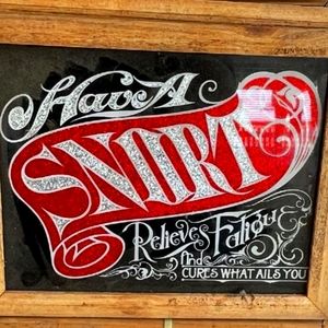 Mid century carnival glass mirror funny Snort cola mirror cocaine reference blow